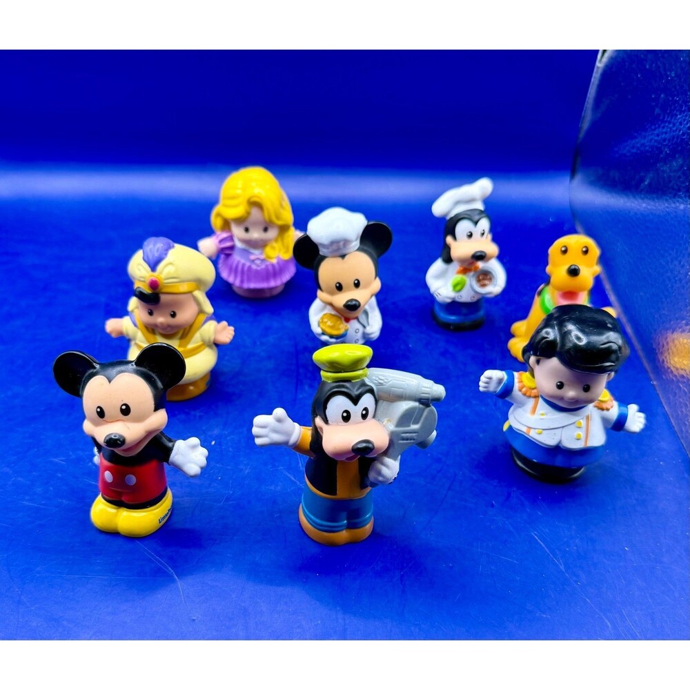 Lot Fisher Price Little People Disney Lot 8 Mickey Pluto Goofy Aladdin Rapunzel